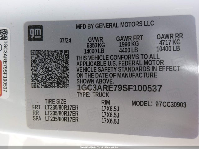 1GC3ARE79SF100537 Chevrolet Silverado 3500hd 2wd Long Bed Work Truck