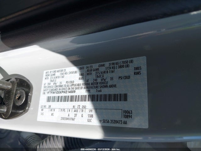Aukcja sprzedaży 2023 Ford F-150 Xlt, vin: 1FTFW1E8XPKE14009, numer aukcji: 44590226