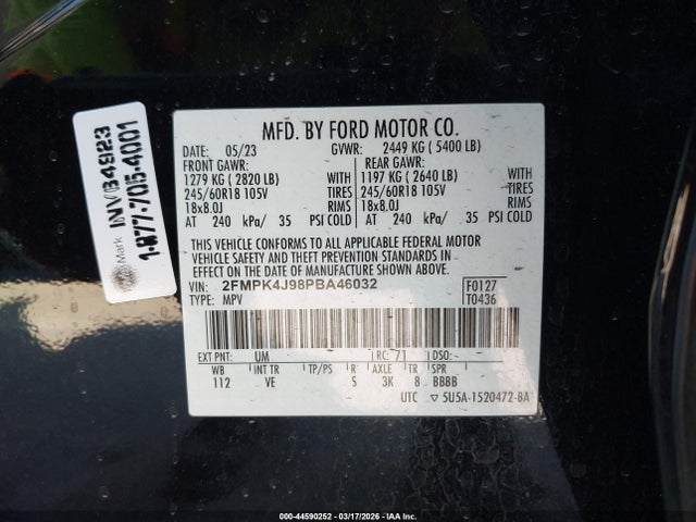 Ford EDGE SEL 2023 2FMPK4J98PBA46032 Image 9