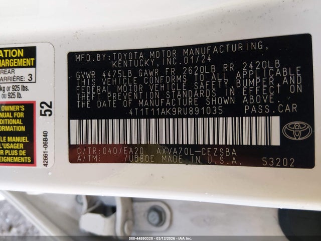 Toyota CAMRY SE 2024 4T1T11AK9RU891035 Image 9