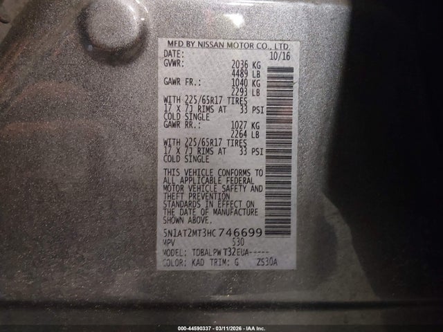 2017 NISSAN ROGUE 5N1AT2MT3HC746699 Photo 8