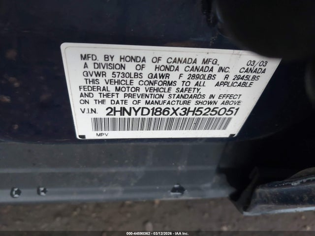 Aukcja sprzedaży 2003 Acura Mdx, vin: 2HNYD186X3H525051, numer aukcji: 44590362