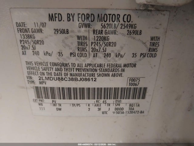 2008 LINCOLN MKX 2LMDU88C38BJ08612 Photo 8
