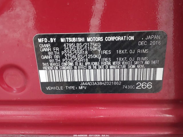 2017 MITSUBISHI OUTLANDER JA4AD3A38HZ021862 Photo 8