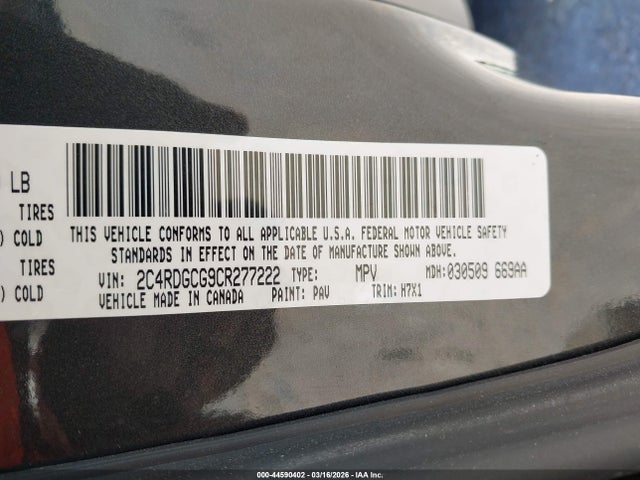 Продажа на аукционе авто 2012 Dodge Grand Caravan Sxt, vin: 2C4RDGCG9CR277222, номер лота: 44590402