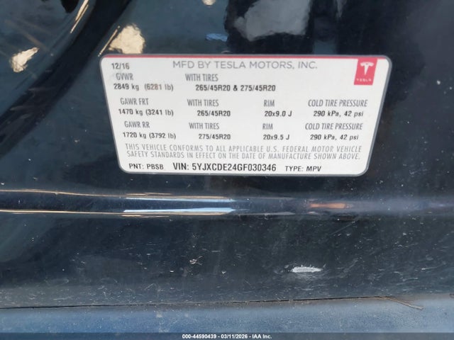 2016 TESLA MODEL X 5YJXCDE24GF030346 Photo 8