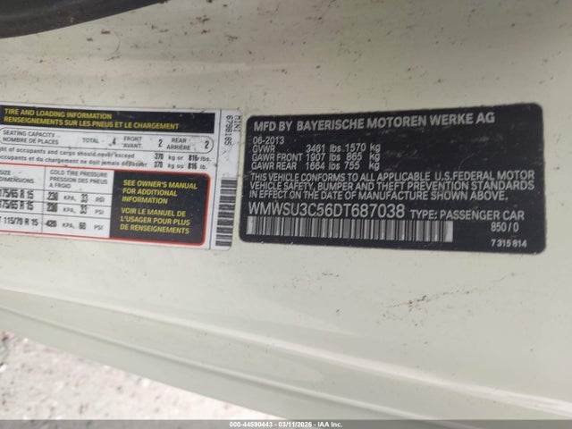 2013 MINI HARDTOP WMWSU3C56DT687038 Photo 8