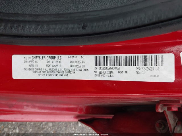 Продажа на аукционе авто 2011 Dodge Avenger Mainstreet, vin: 1B3BD1FG0BN523808, номер лота: 44590463