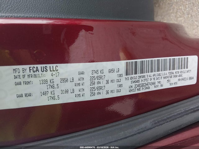 Продажа на аукционе авто 2017 Dodge Grand Caravan Se Plus, vin: 2C4RDGBG3HR743400, номер лота: 44590476