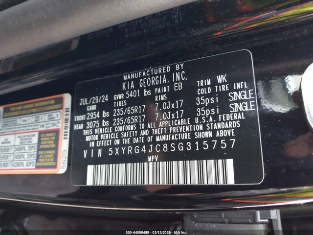 5XYRG4JC8SG315757 KIA SORENTO LX