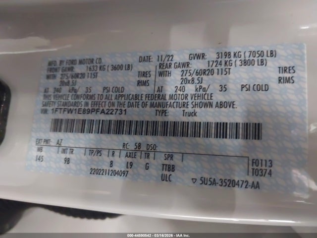 Ford F-150 Platinum 2023 1FTFW1E89PFA22731 Image 9