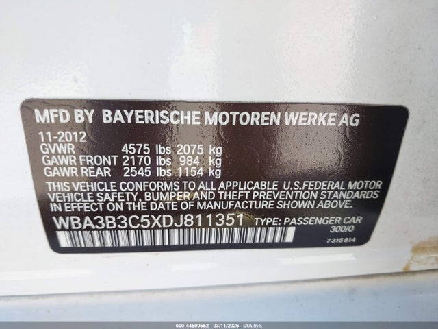 Продаж на аукціоні авто 2013 Bmw 328i Xdrive, vin: WBA3B3C5XDJ811351, номер лоту: 44590552