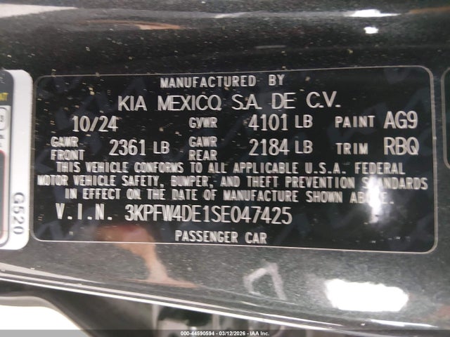 Aukcja sprzedaży 2025 Kia K4 Gt-line, vin: 3KPFW4DE1SE047425, numer aukcji: 44590594