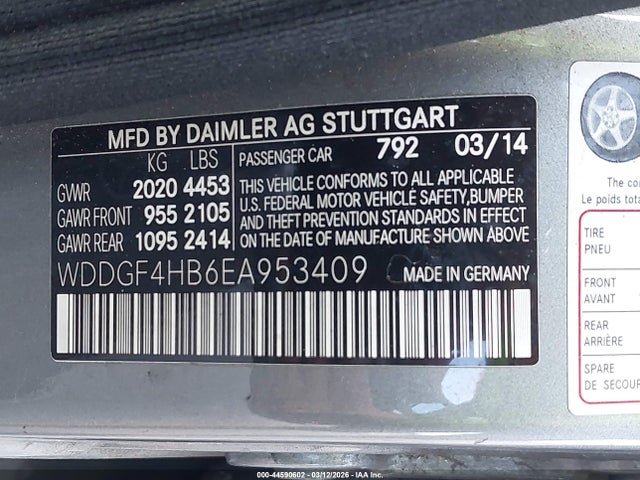 Aukcja sprzedaży 2014 Mercedes-benz C 250 Sport, vin: WDDGF4HB6EA953409, numer aukcji: 44590602