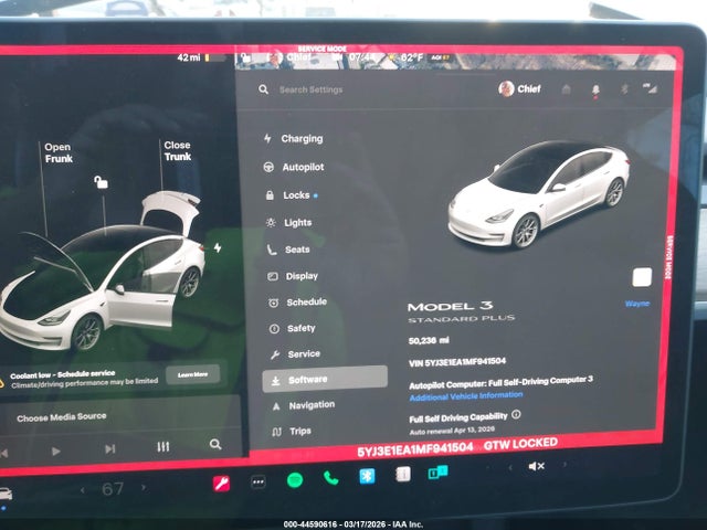 2021 Tesla Model 3 Standard Range Plus Rear-wheel Drive მანქანა იყიდება აუქციონზე, vin: 5YJ3E1EA1MF941504, აუქციონის ნომერი: 44590616