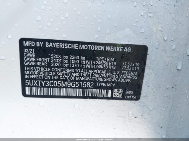 2021 BMW X3 5UXTY3C05M9G51582 Photo 8
