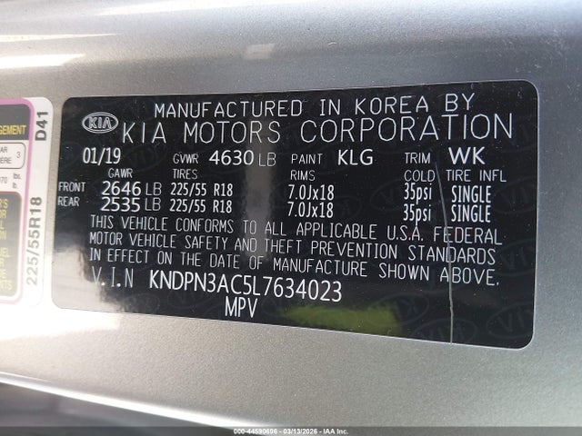 KNDPN3AC5L7634023 KIA Sportage Ex