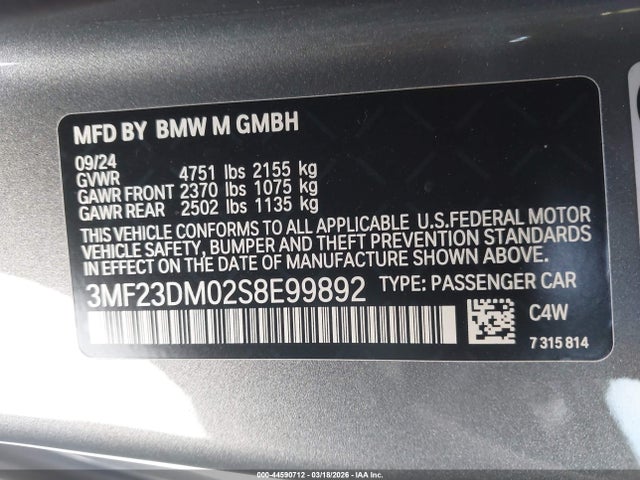 BMW M2 2025 3MF23DM02S8E99892 Image 9