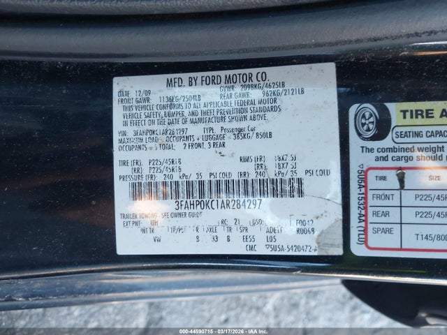 2010 FORD FUSION 3FAHP0KC1AR284297 Photo 8