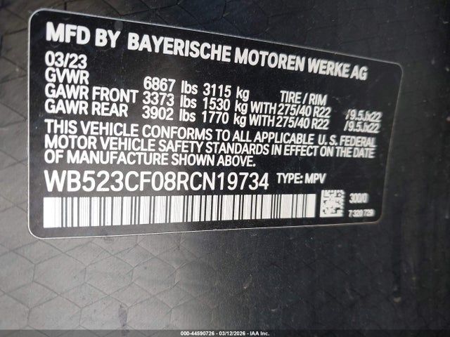 Продаж на аукціоні авто 2024 Bmw Ix Xdrive50, vin: WB523CF08RCN19734, номер лоту: 44590726