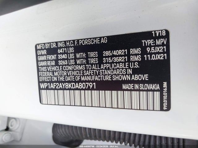 2019 PORSCHE CAYENNE WP1AF2AY8KDA80791 Photo 8