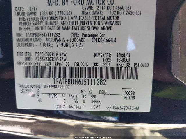 2018 FORD MUSTANG 1FATP8UH6J5111282 Photo 8