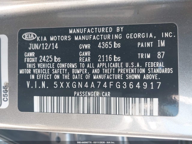 2015 KIA OPTIMA 5XXGN4A74FG364917 Photo 8