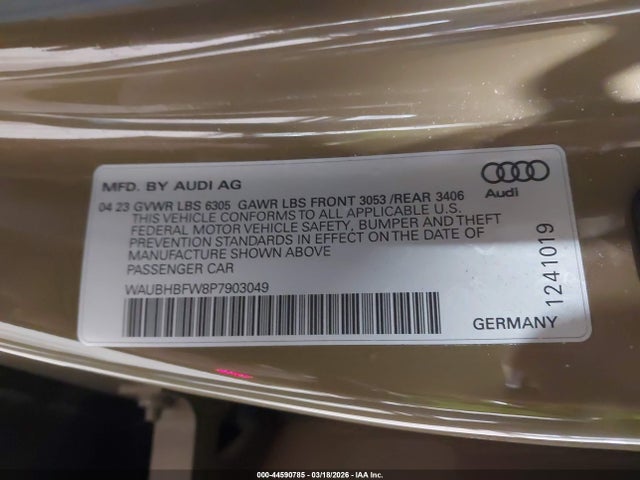 Aukcja sprzedaży 2023 Audi Rs E-tron Gt Quattro, vin: WAUBHBFW8P7903049, numer aukcji: 44590785
