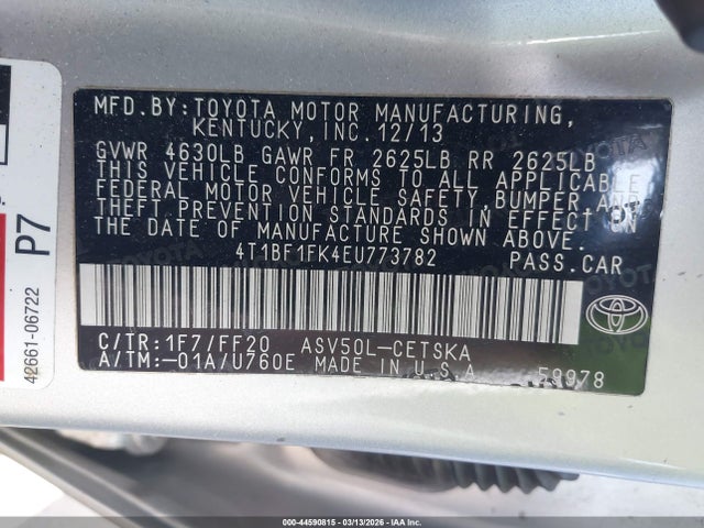 4T1BF1FK4EU773782 Toyota CAMRY SE