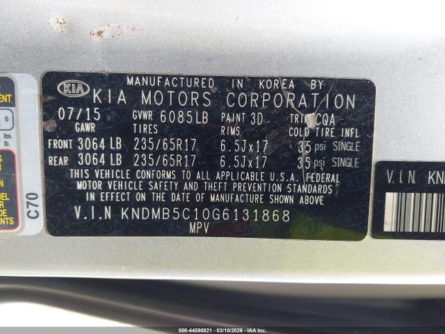 KNDMB5C10G6131868 KIA SEDONA LX