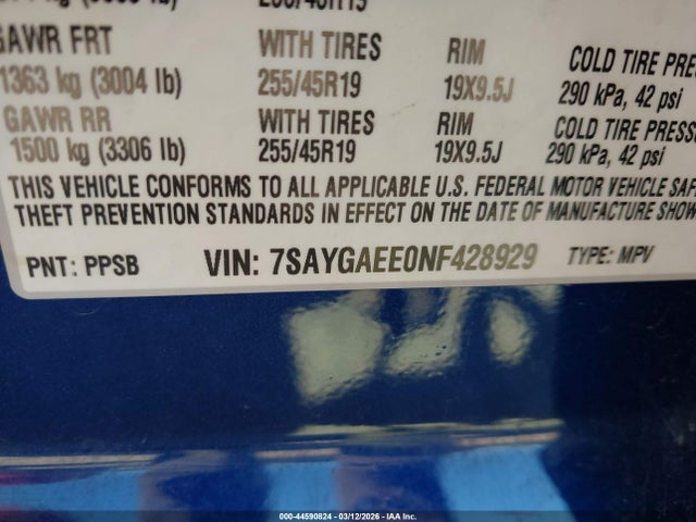 Продаж на аукціоні авто 2022 Tesla Model Y Long Range Dual Motor All-wheel Drive, vin: 7SAYGAEE0NF428929, номер лоту: 44590824