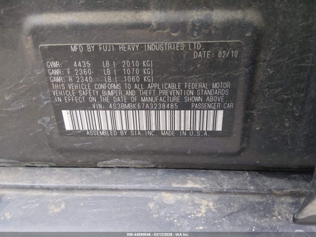 Продажа на аукционе авто 2010 Subaru Legacy 2.5i Limited, vin: 4S3BMBK67A3238485, номер лота: 44590846