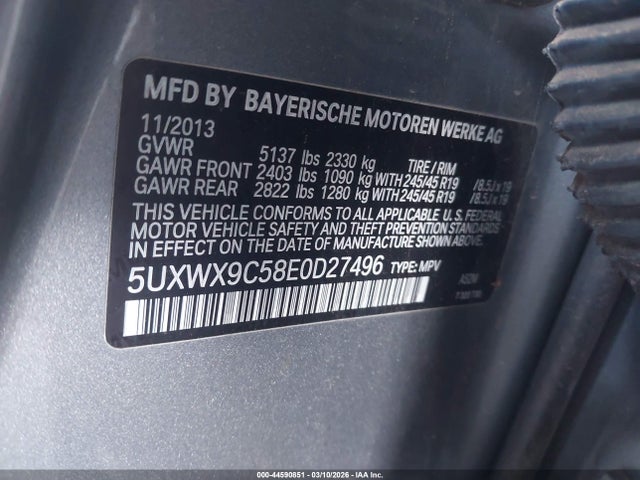 2014 BMW X3 5UXWX9C58E0D27496 Photo 8