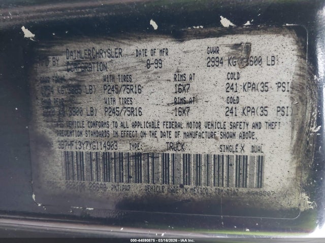 2000 DODGE RAM 1500 3B7HF13Y7YG114903 Photo 8