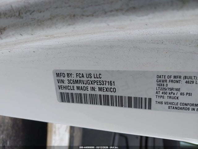 3C6MRVJGXPE537161 RAM Promaster 3500 Cargo Van High Roof 159 Wb Ext