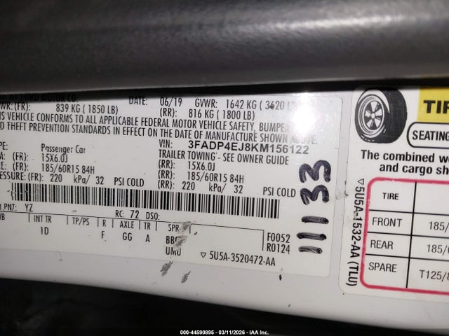 Ford FIESTA SE 2019 3FADP4EJ8KM156122 Image 9