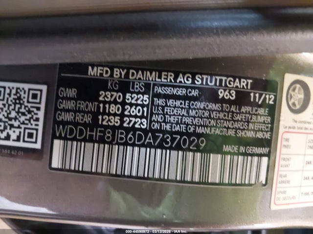 2013 Mercedes-benz E 350 4matic მანქანა იყიდება აუქციონზე, vin: WDDHF8JB6DA737029, აუქციონის ნომერი: 44590972