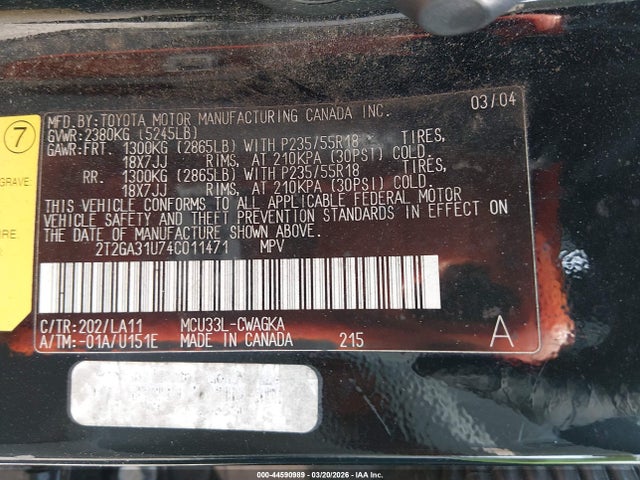 Продаж на аукціоні авто 2004 Lexus Rx 330, vin: 2T2GA31U74C011471, номер лоту: 44590989