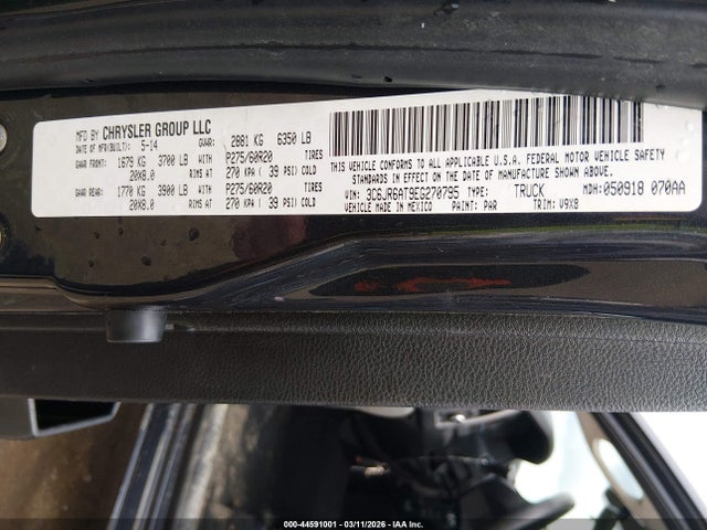 2014 Ram 1500 Express მანქანა იყიდება აუქციონზე, vin: 3C6JR6AT9EG270795, აუქციონის ნომერი: 44591001