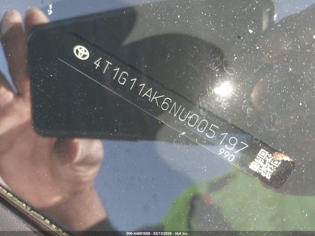 4T1G11AK6NU005197 Toyota Camry Se Nightshade Edition
