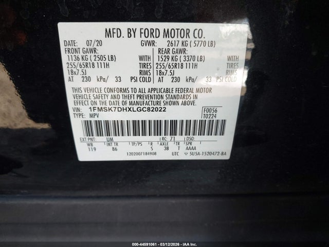 1FMSK7DHXLGC82022 Ford EXPLORER XLT