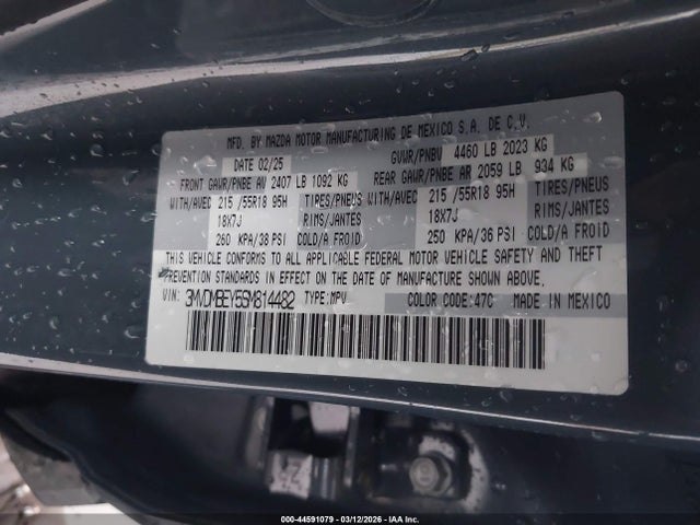 Auction sale of the 2025 Mazda Cx-30 2.5 Turbo Premium Plus Package, vin: 3MVDMBEY5SM814482, lot number: 44591079