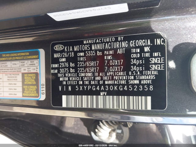 2019 KIA SORENTO 5XYPG4A30KG452358 Photo 8