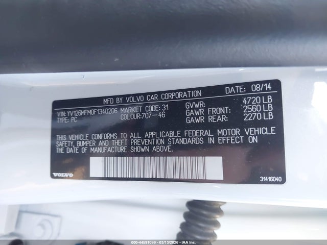 YV126MFM0F1340206 Volvo S60 T5 Platinum