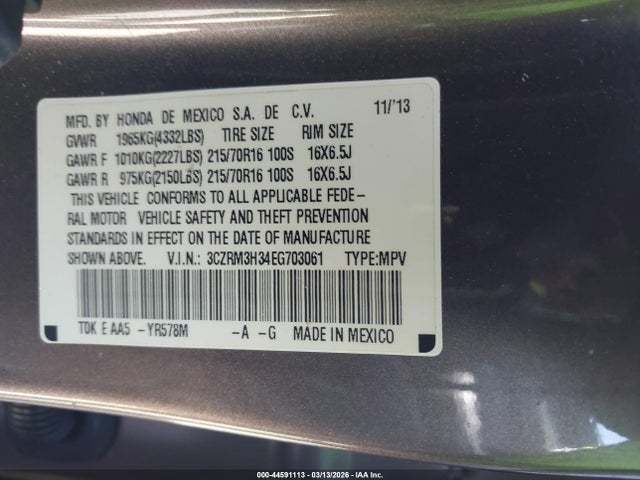 Aukcja sprzedaży 2014 Honda Cr-v Lx, vin: 3CZRM3H34EG703061, numer aukcji: 44591113