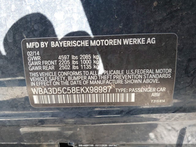 Aukcja sprzedaży 2014 Bmw 328d Xdrive, vin: WBA3D5C58EKX98987, numer aukcji: 44591169