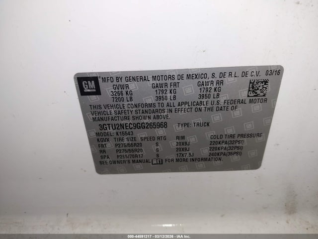 3GTU2NEC9GG265968 GMC Sierra 1500 Slt