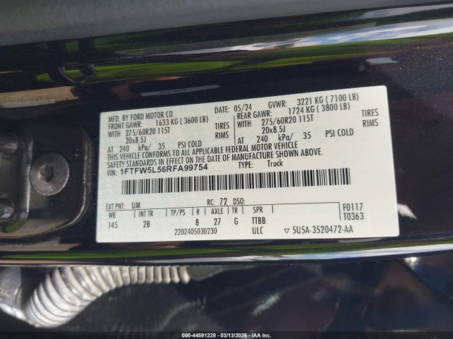 Ford F-150 Lariat 2024 1FTFW5L56RFA99754 Image 9