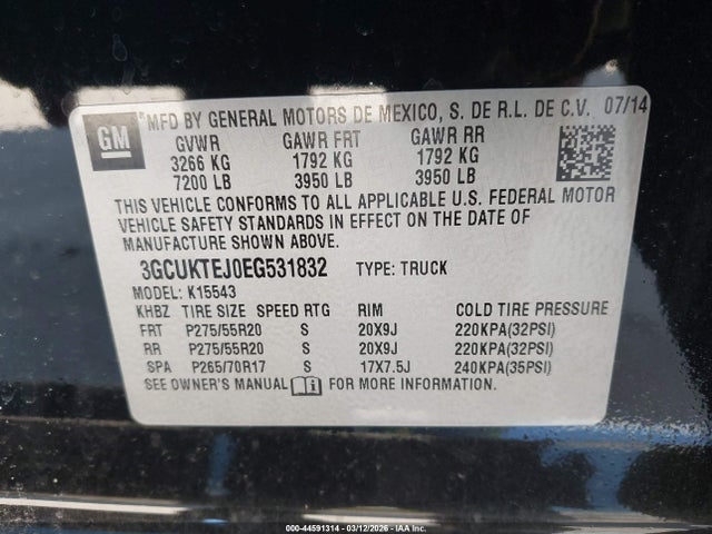 3GCUKTEJ0EG531832 Chevrolet Silverado 1500 High Country