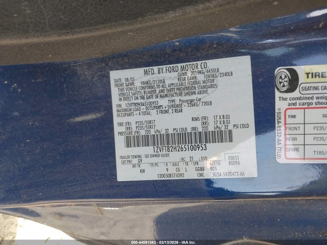 2006 FORD MUSTANG 1ZVFT82H265100953 Photo 8